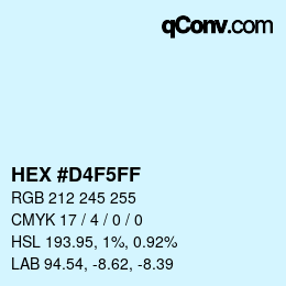 Farbcode: HEX #D4F5FF | qconv.com