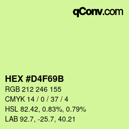 Color code: HEX #D4F69B | qconv.com