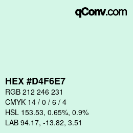 Color code: HEX #D4F6E7 | qconv.com
