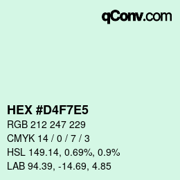 Color code: HEX #D4F7E5 | qconv.com