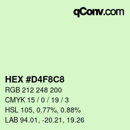 カラーコード: HEX #D4F8C8 | qconv.com