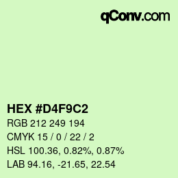 Color code: HEX #D4F9C2 | qconv.com
