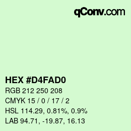 Color code: HEX #D4FAD0 | qconv.com