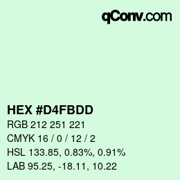 Color code: HEX #D4FBDD | qconv.com