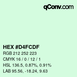 Color code: HEX #D4FCDF | qconv.com