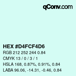 Código de color: HEX #D4FCF4D6 | qconv.com