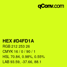 カラーコード: HEX #D4FD1A | qconv.com