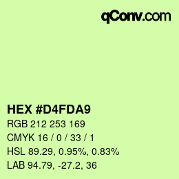 颜色代码: HEX #D4FDA9 | qconv.com