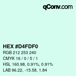 Farbcode: HEX #D4FDF0 | qconv.com