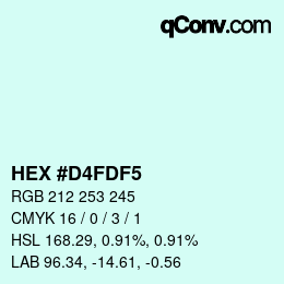 颜色代码: HEX #D4FDF5 | qconv.com