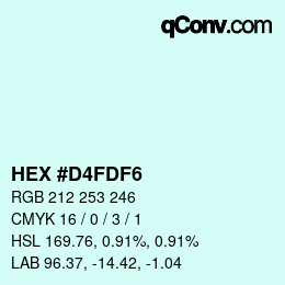 Color code: HEX #D4FDF6 | qconv.com