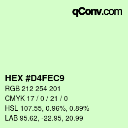 Color code: HEX #D4FEC9 | qconv.com