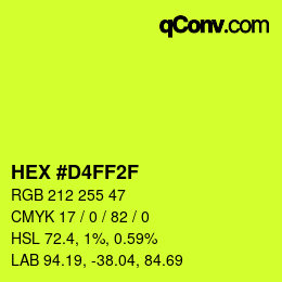 颜色代码: HEX #D4FF2F | qconv.com
