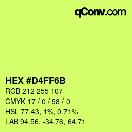 Color code: HEX #D4FF6B | qconv.com