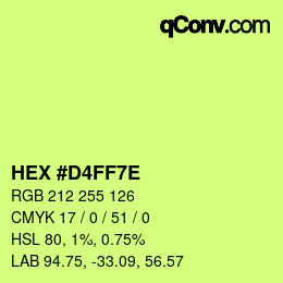 Color code: HEX #D4FF7E | qconv.com