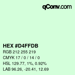 颜色代码: HEX #D4FFDB | qconv.com