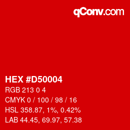 カラーコード: HEX #D50004 | qconv.com