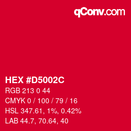 颜色代码: HEX #D5002C | qconv.com