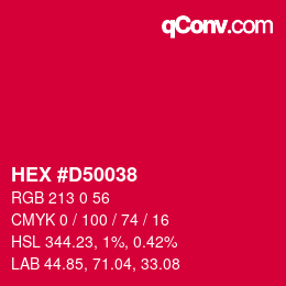 カラーコード: HEX #D50038 | qconv.com