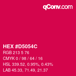 カラーコード: HEX #D5054C | qconv.com