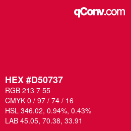 Farbcode: HEX #D50737 | qconv.com