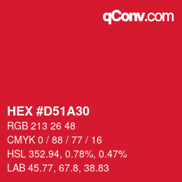 カラーコード: HEX #D51A30 | qconv.com