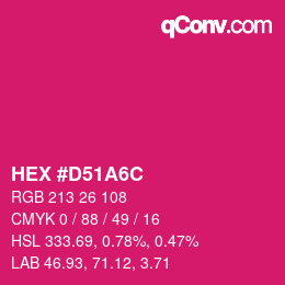 颜色代码: HEX #D51A6C | qconv.com