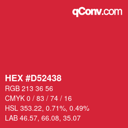 Farbcode: HEX #D52438 | qconv.com