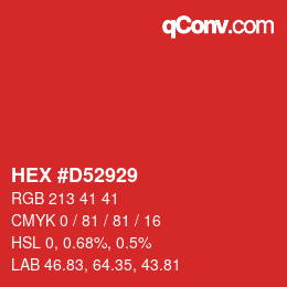 Color code: HEX #D52929 | qconv.com