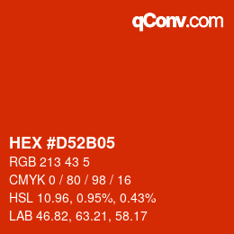 カラーコード: HEX #D52B05 | qconv.com