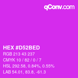 カラーコード: HEX #D52BED | qconv.com