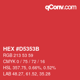Color code: HEX #D5353B | qconv.com