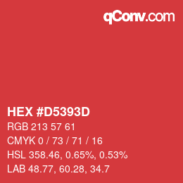 Farbcode: HEX #D5393D | qconv.com