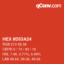 Color code: HEX #D53A24 | qconv.com