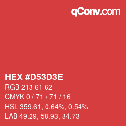 Color code: HEX #D53D3E | qconv.com