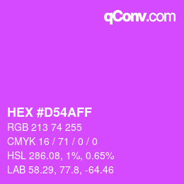 カラーコード: HEX #D54AFF | qconv.com