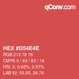 Farbcode: HEX #D54E4E | qconv.com