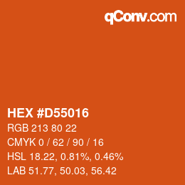 Color code: HEX #D55016 | qconv.com