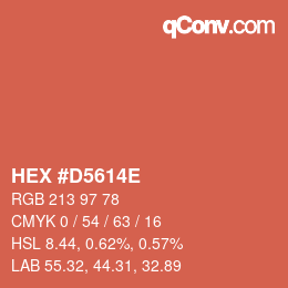 カラーコード: HEX #D5614E | qconv.com
