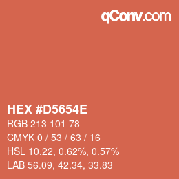 Farbcode: HEX #D5654E | qconv.com