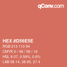 カラーコード: HEX #D56E5E | qconv.com