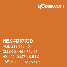 Color code: HEX #D5732D | qconv.com