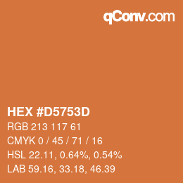 カラーコード: HEX #D5753D | qconv.com