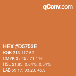 Color code: HEX #D5753E | qconv.com