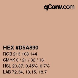 颜色代码: HEX #D5A890 | qconv.com