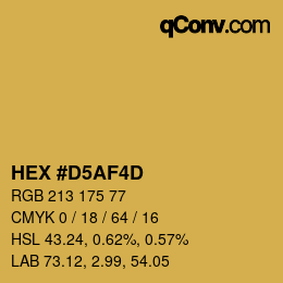 颜色代码: HEX #D5AF4D | qconv.com