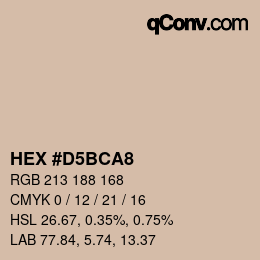 Farbcode: HEX #D5BCA8 | qconv.com