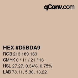 カラーコード: HEX #D5BDA9 | qconv.com