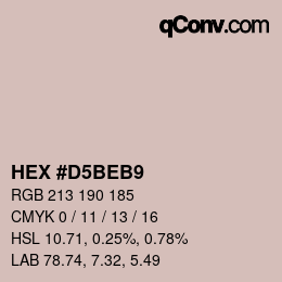 Código de color: HEX #D5BEB9 | qconv.com