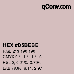 颜色代码: HEX #D5BEBE | qconv.com
